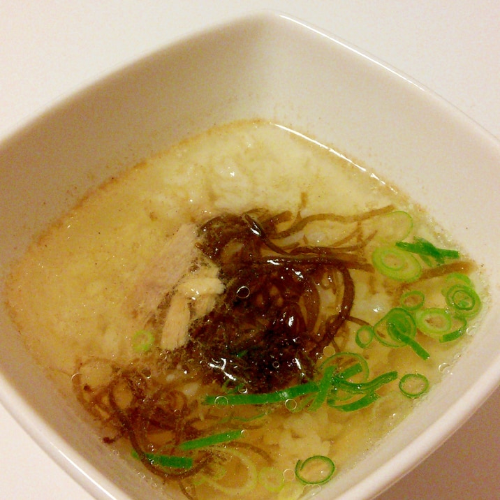 ヘルシーレシピ☆もずくとツナとネギの和風スープご飯